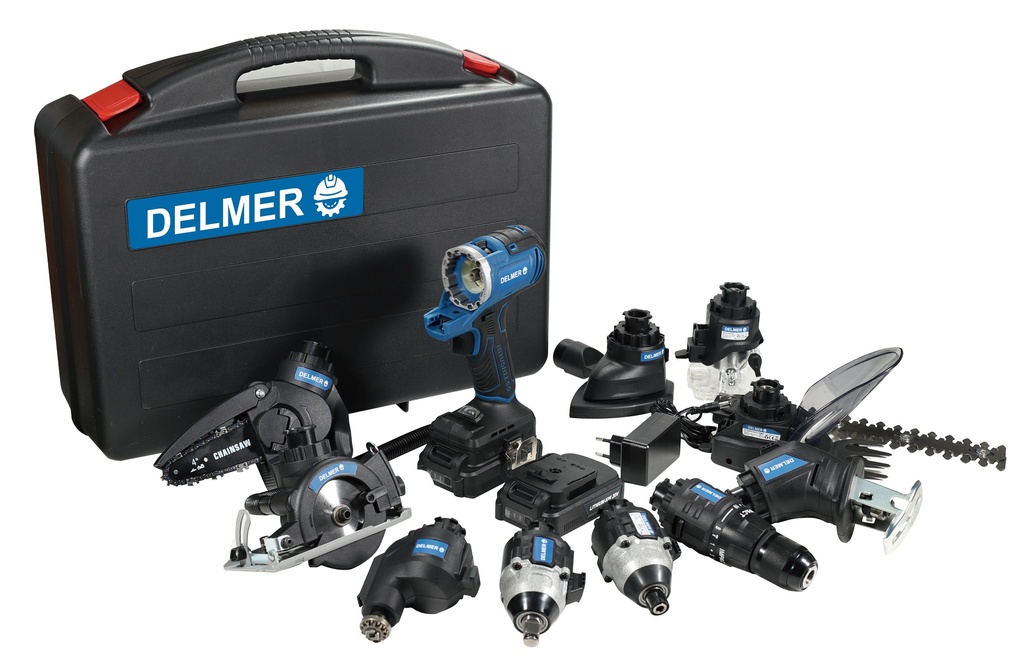 Delmer MultiTool Kit incl. 2 batteries and case 11 in 1