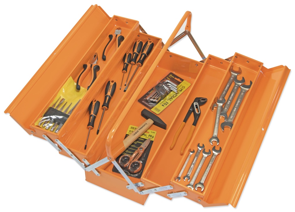 Mundial Filled Metal Tool Box with 5 Drawers 33-tools shanks