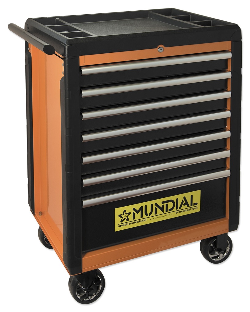 Mundial Pro Tool Box with 7 Drawers, ABS plastic top and bumpers