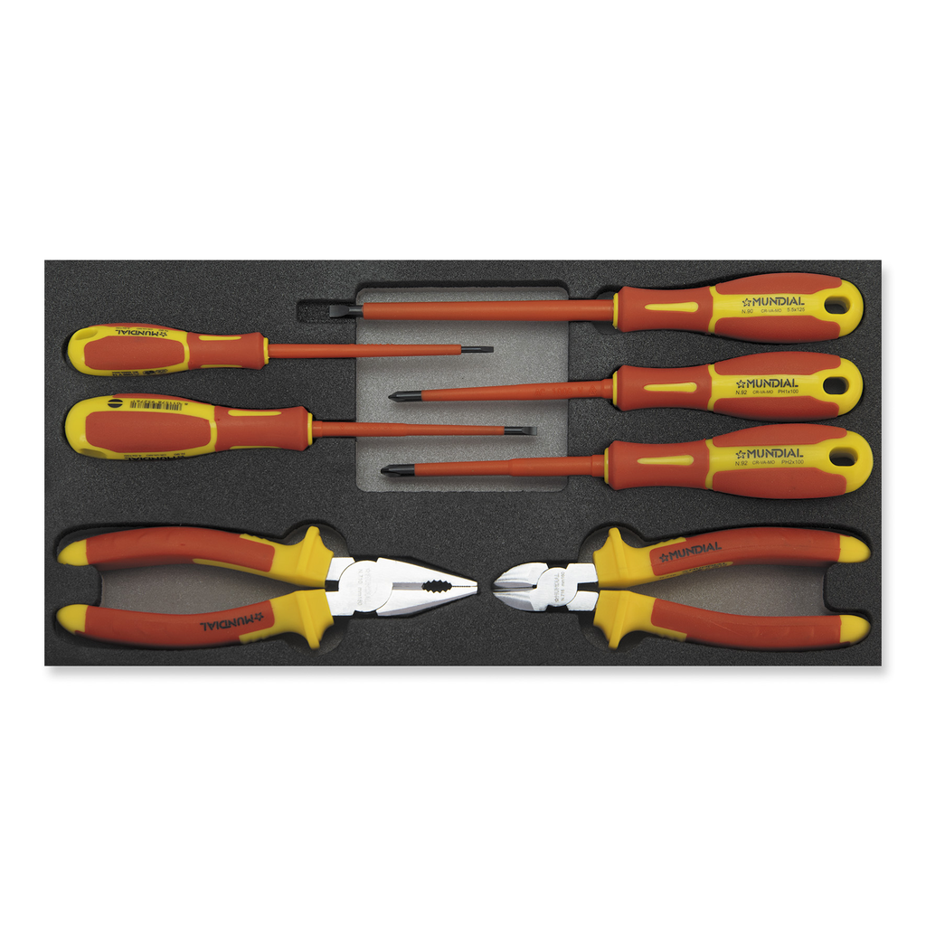 Mundial Module 7-piece Insulated Tool Set - Philips Flat Screwdrivers, Side Cut Combination Pliers