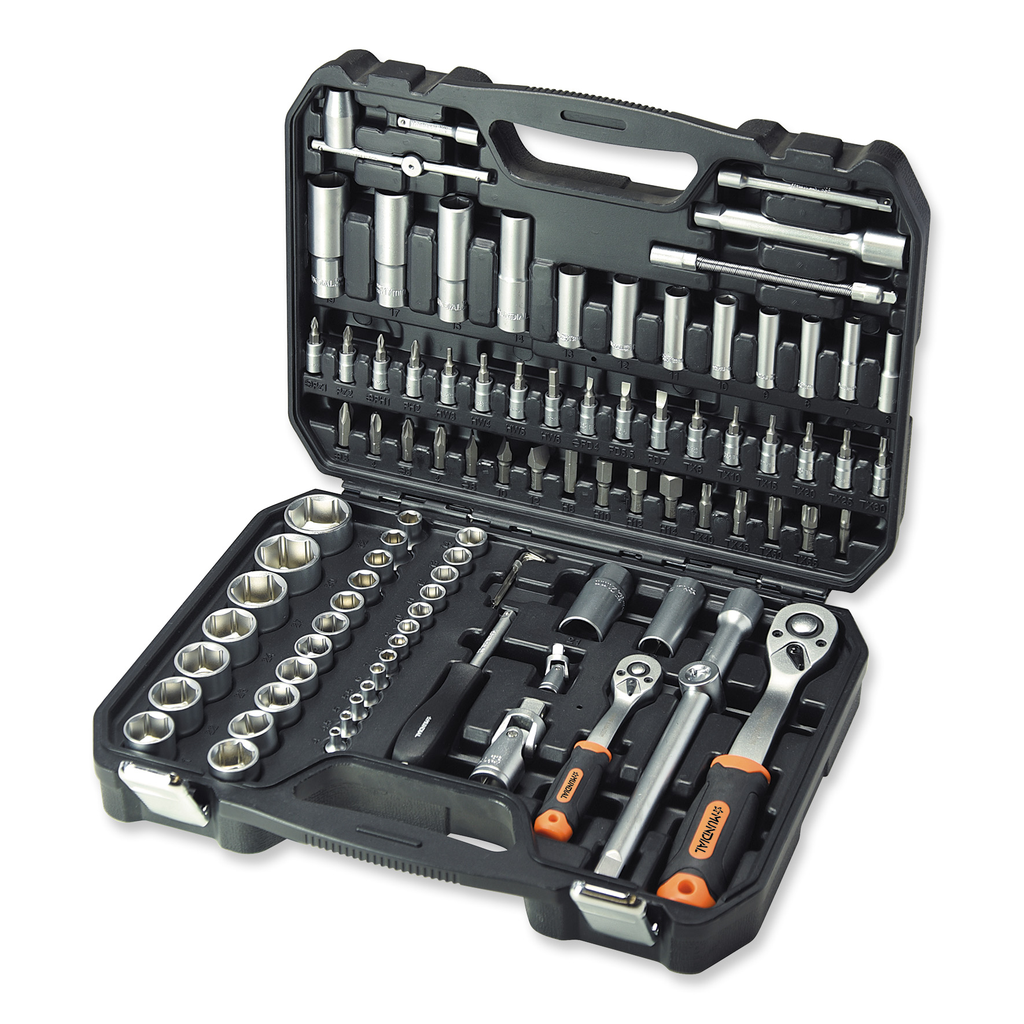 Mundial 94 piece Socket Set and Accessories in Case - 1/4″ and 1/2″