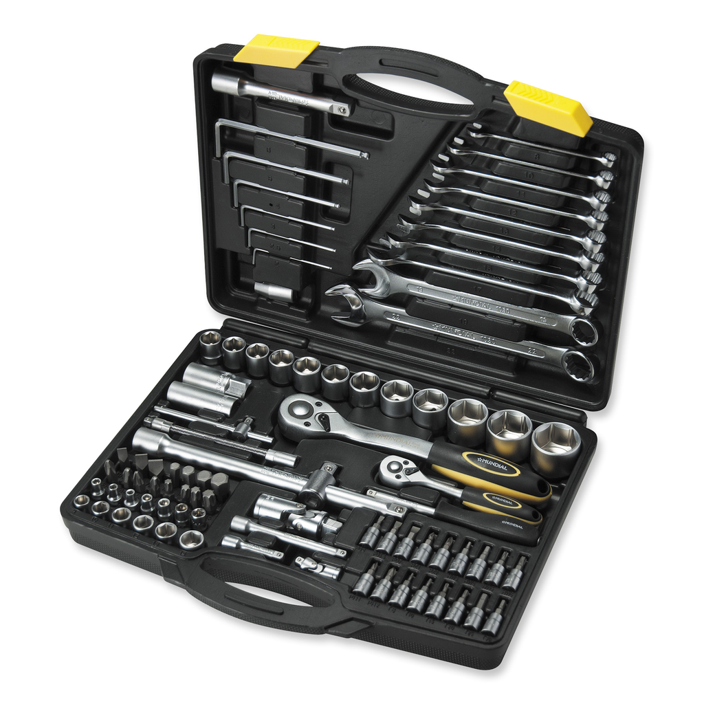 Mundial 88-piece set of sockets, combination spanners and hexagonal spanners in case