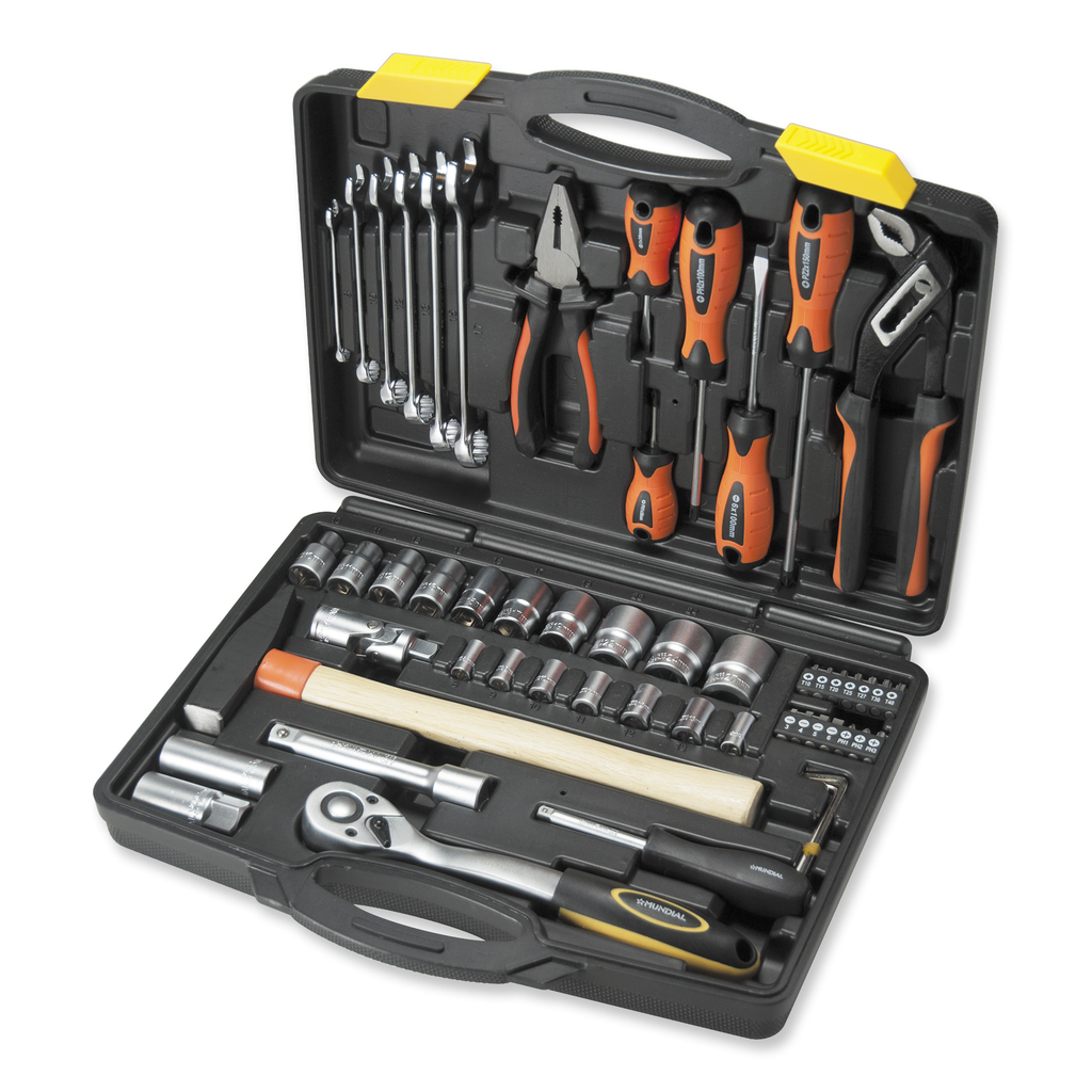 Mundial 56-piece Tool Set in Case - Wrenches, Screwdrivers, Pliers and Sockets