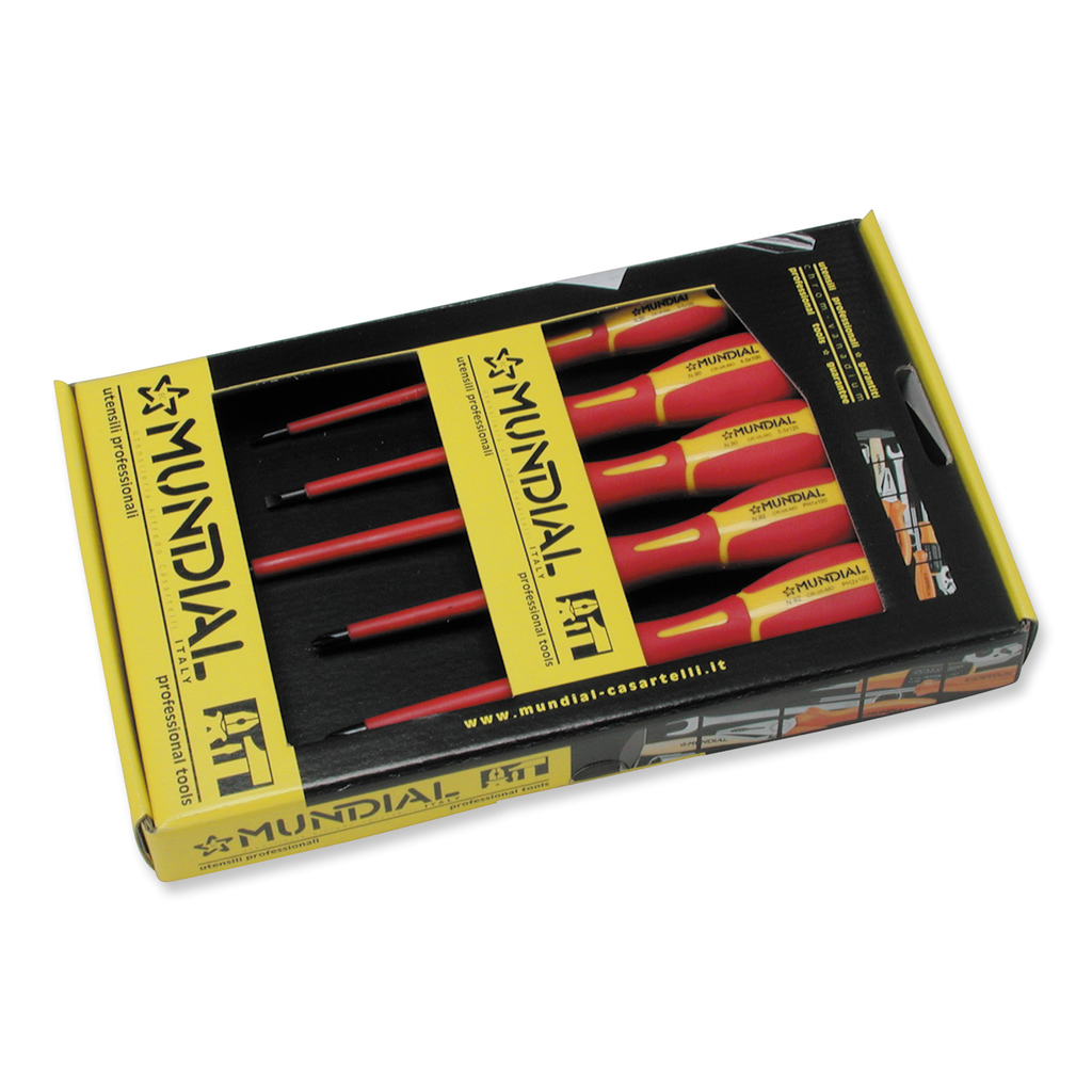 Mundial Set of 5 Insulated Screwdrivers 1000 Volt VDE in Box