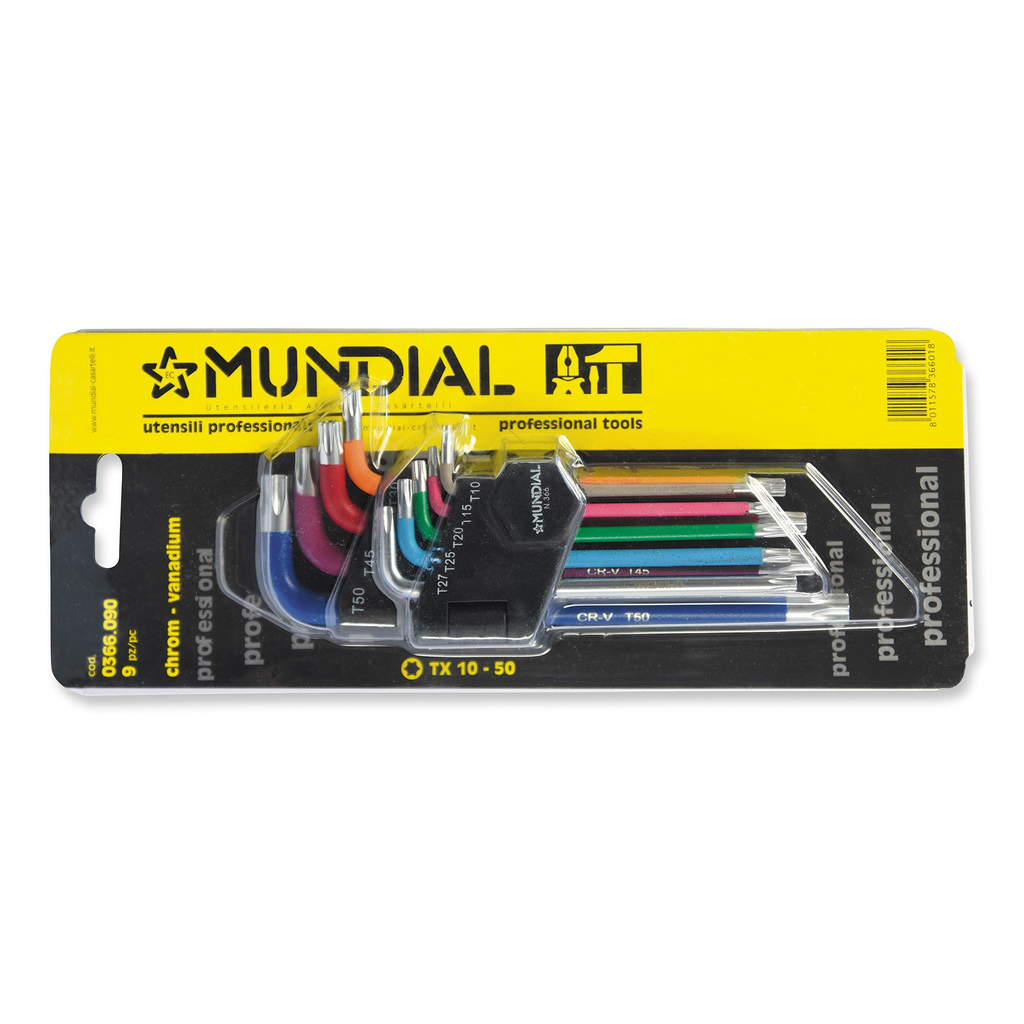 Mundial Set van 9 Meerkleurige Torx-sleutels