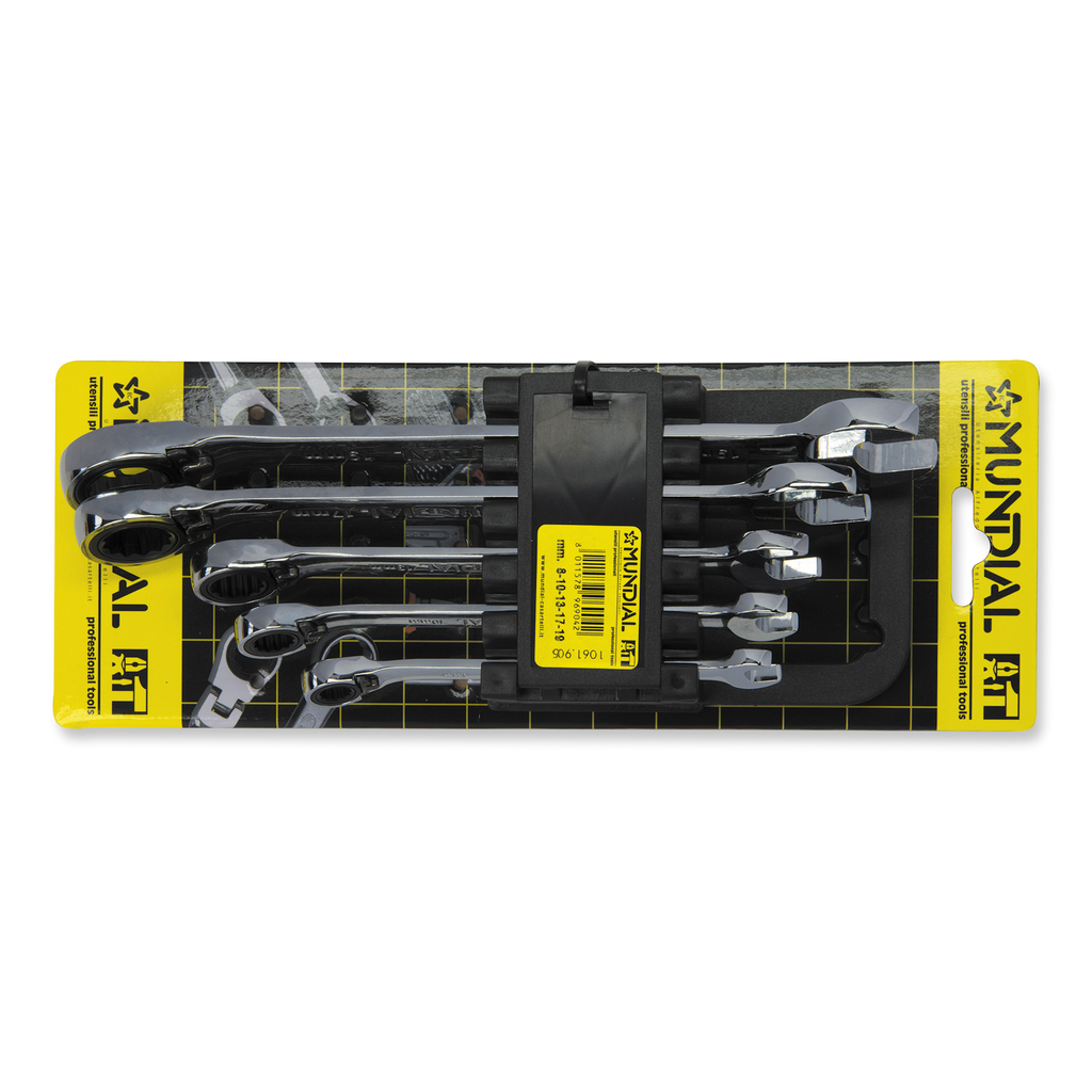 Mundial Set of 5 Reversible Ratchet Combination Wrenches