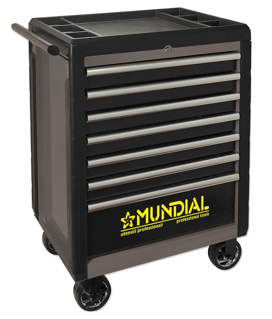 Mundial Pro Tool Box with 7 Drawers, ABS plastic top and bumpers Gray