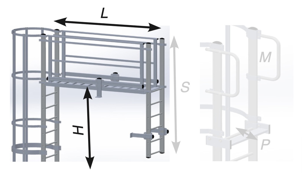 SGPS0700 - SVELT Afstap met brug en beveiliging L: 700 - H: 300 mm