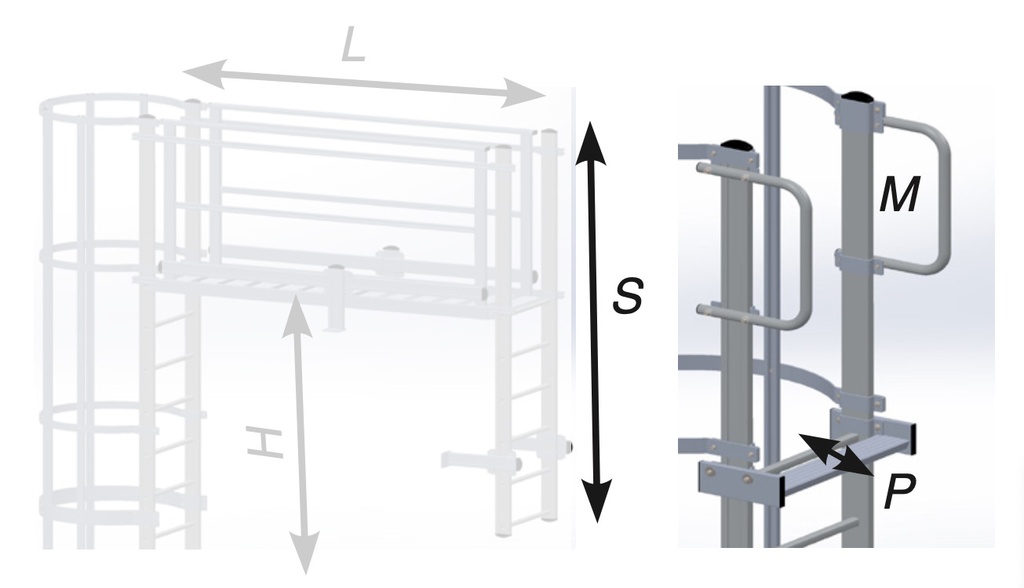 SVET031 - SVELT Afstap met brug en beveiliging S: 580 - 880 mm