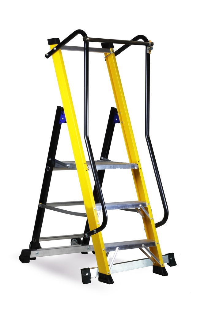 SVELT Moby Fibra Fiberglass Platform ladder with railing protection 3 to 8 steps