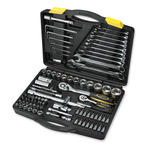 [1557-010] Mundial 88-piece set of sockets, combination spanners and hexagonal spanners in case