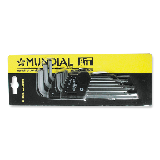 [0351-090] Mundial Set of 9 Long Allen Wrenches with Ball Head