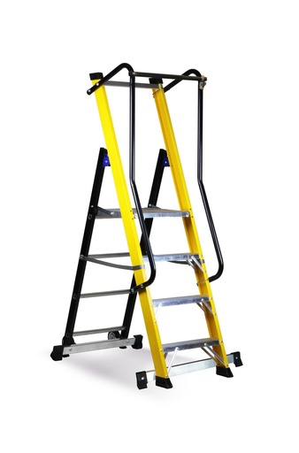 SVELT Moby Fibra Fiberglass Platform ladder with railing protection 3 to 8 steps